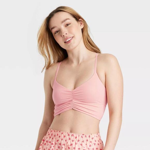 Colsie Women's Ruched Front Pink Bralette Top Size S - Picture 1 of 5